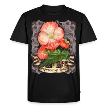 Illustration botanique vintage fleur de bégonia - T-shirt Premium bio Homme - noir - Devant - Nico (187cm)