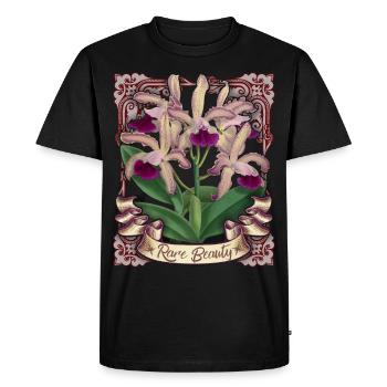 Illustration d’orchidée vintage, orchidée antique - T-shirt Premium bio Homme - noir - Devant - Nico (187cm)