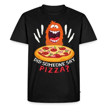 Pizza Monster drôle, Pizza Disant Bande Dessinée - T-shirt Premium bio Homme - noir - Devant - Nico (187cm)