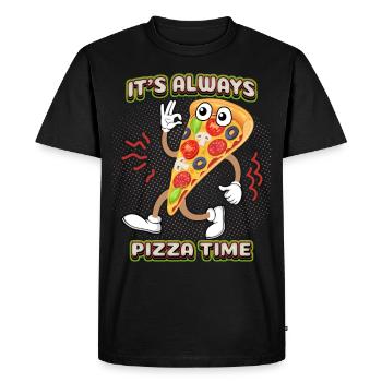Pizza comique, drôle de dicton de pizza, pizza de dessin animé - T-shirt Premium bio Homme - noir - Devant - Nico (187cm)