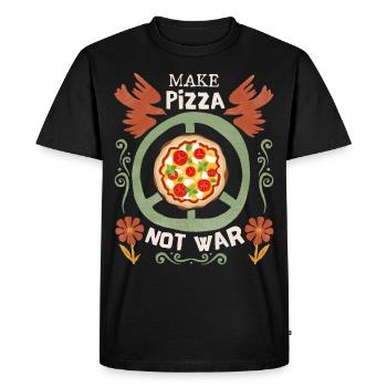 Peace Symbol Peace Sign Pizza Saying No-War - Men's Premium Organic T-Shirt - black - Front - Nico (187cm)