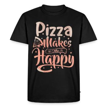 Pizza makes me happy, Typography Saying, Italy - Men's Premium Organic T-Shirt - black - Front - Nico (187cm)