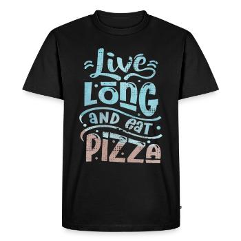 Drôle de pizza disant, mangez de la pizza - T-shirt Premium bio Homme - noir - Devant - Nico (187cm)