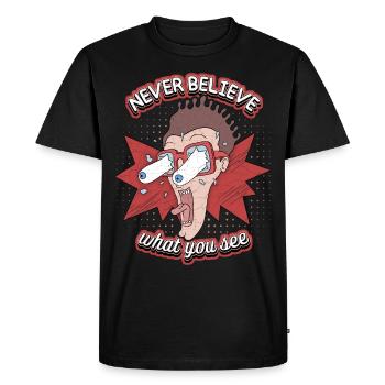 Bande dessinée, Bandes dessinées, Crazy Man, Drôle de dicton - T-shirt Premium bio Homme - noir - Devant - Nico (187cm)