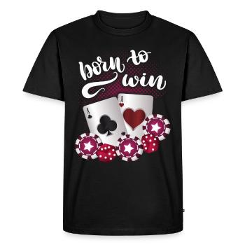 Jeu de poker, dicton de poker, né pour gagner au poker - T-shirt Premium bio Homme - noir - Devant - Nico (187cm)
