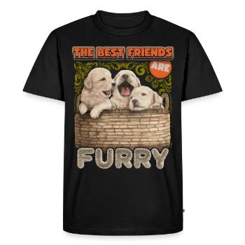 Golden Retriever Puppy, Dog Funny Saying - Men's Premium Organic T-Shirt - black - Front - Nico (187cm)