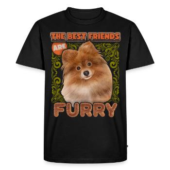 Pomeran, Spitz vintage illustration, dog saying - Men's Premium Organic T-Shirt - black - Front - Nico (187cm)