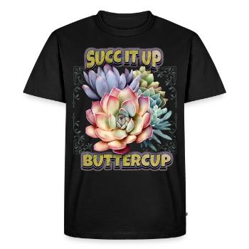 Succulents vintage illustration saying cactus - Men's Premium Organic T-Shirt - black - Front - Nico (187cm)