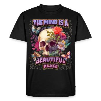 Crâne de crâne avec des fleurs vintage, disant - T-shirt Premium bio Homme - noir - Devant - Nico (187cm)