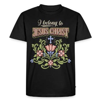 Jesus Christ, vintage folk art, faith, saying - Men's Premium Organic T-Shirt - black - Front - Nico (187cm)
