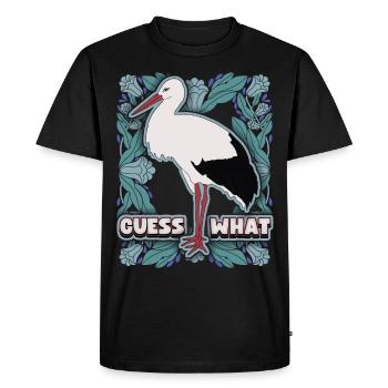 Stork, rattle stork motif, pregnant saying - Men's Premium Organic T-Shirt - black - Front - Nico (187cm)