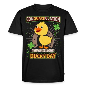 Canard comique, drôle de dicton, jeu de mots - T-shirt Premium bio Homme - noir - Devant - Nico (187cm)