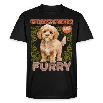 Cavapoo Puppy, Vintage, Illustration de chien, Dire - T-shirt Premium bio Homme - noir - Devant - Nico (187cm)