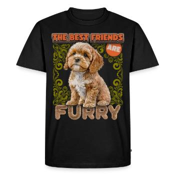 Cavapoo chiot, aquarelle vintage, chien, dicton - T-shirt Premium bio Homme - noir - Devant - Nico (187cm)