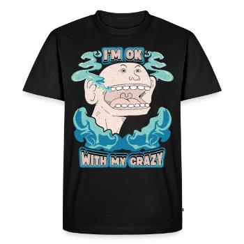 Bande dessinée, Bandes dessinées, Crazy Man, Drôle de dicton - T-shirt Premium bio Homme - noir - Devant - Nico (187cm)