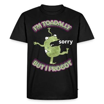 Comic frog is forgetful, funny saying, Pun - Men's Premium Organic T-Shirt - black - Front - Nico (187cm)