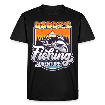 Pêche, Pêche, Pêche, Aventure, Papa Dicton - T-shirt Premium bio Homme - noir - Devant - Nico (187cm)