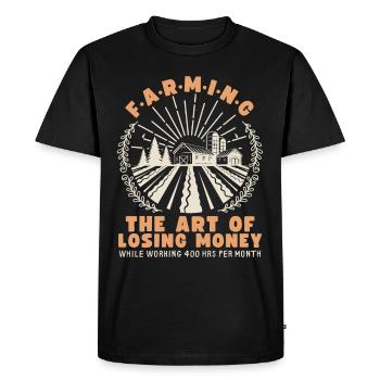 Farmer, farmer, farm, sarcastic saying - Men's Premium Organic T-Shirt - black - Front - Nico (187cm)