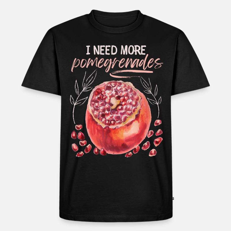 Granatapfel Illustration, Aquarell, Spruch - Männer Premium Bio T-Shirt - Schwarz