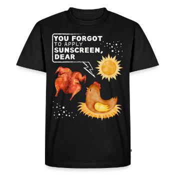 Funny chicken saying, chicken joke sunbathing - Men's Premium Organic T-Shirt - black - Front - Nico (187cm)