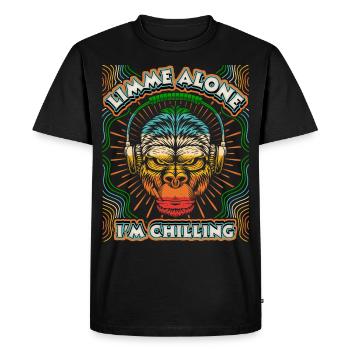 Singe avec des écouteurs Gorilla Monkey, Chilling Dicton - T-shirt Premium bio Homme - noir - Devant - Nico (187cm)