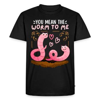 Worms in love Saint-Valentin drôle de dicton, jeu de mots - T-shirt Premium bio Homme - noir - Devant - Nico (187cm)