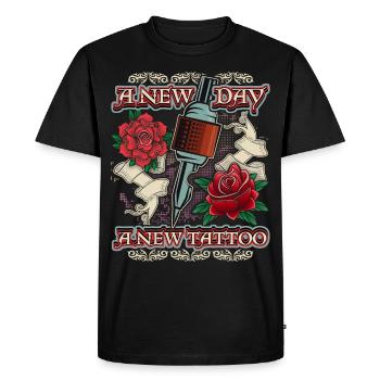 Tatouage roses, tatouage, drôle de dicton - T-shirt Premium bio Homme - noir - Devant - Nico (187cm)
