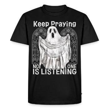 Uncanny Ghost, Ghost Gothic Saying - Men's Premium Organic T-Shirt - black - Front - Nico (187cm)