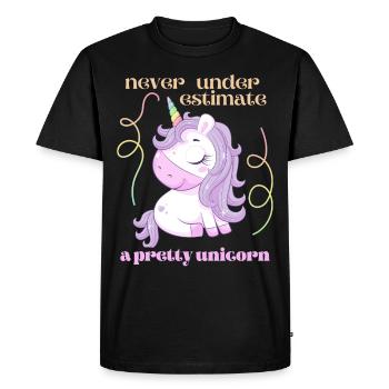 Drôle de dicton de licorne, bande dessinée de licorne kawaii - T-shirt Premium bio Homme - noir - Devant - Nico (187cm)