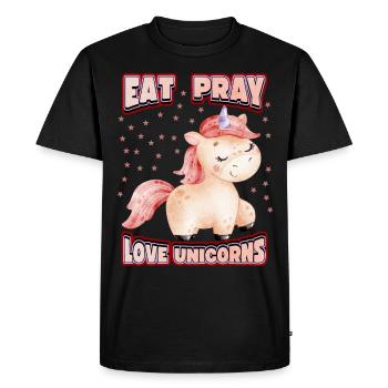 Drôle de dicton de licorne, bande dessinée de licorne kawaii - T-shirt Premium bio Homme - noir - Devant - Nico (187cm)