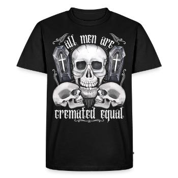 Trois crânes, drôle de dicton, jeu de mots, crématorium - T-shirt Premium bio Homme - noir - Devant - Nico (187cm)