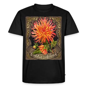 Illustration de dahlia, dessin botanique vintage - T-shirt Premium bio Homme - noir - Devant - Nico (187cm)