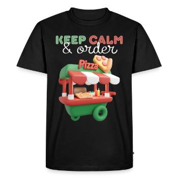 Camion distributeur de pizza, Camion à pizza 3d, Nourriture de rue - T-shirt Premium bio Homme - noir - Devant - Nico (187cm)