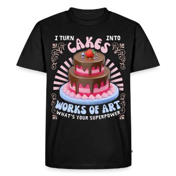 Bake cake, cake, baker, funny saying - Men's Premium Organic T-Shirt - black - Front - Nico (187cm)