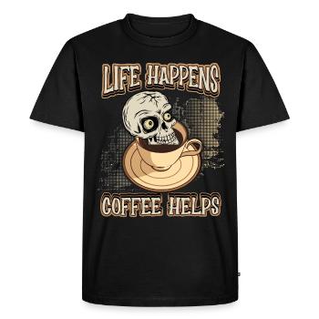 Buveur de café drôle de dicton avec crâne - T-shirt Premium bio Homme - noir - Devant - Nico (187cm)