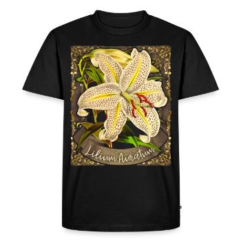 Lys vintage, Lys tigre, Illustration botanique - T-shirt Premium bio Homme - noir - Devant - Nico (187cm)