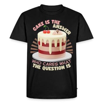 Cake, baker, bake cake funny saying - Men's Premium Organic T-Shirt - black - Front - Nico (187cm)