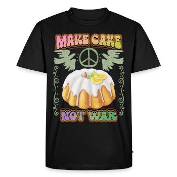 Gâteau, signe de paix, slogan de paix avec cupcake - T-shirt Premium bio Homme - noir - Devant - Nico (187cm)