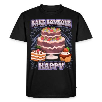 Bake cake, bake cake, funny saying - Men's Premium Organic T-Shirt - black - Front - Nico (187cm)