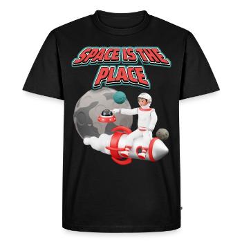 Drôle d’astronaute cosmonaute, vol spatial, planètes - T-shirt Premium bio Homme - noir - Devant - Nico (187cm)