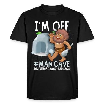 Man Cave, comique de Néandertal, drôle de dicton - T-shirt Premium bio Homme - noir - Devant - Nico (187cm)
