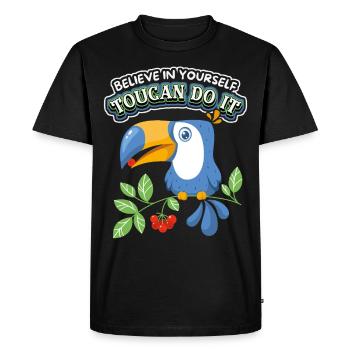 Blague toucan, toucan comique, drôle de dicton - T-shirt Premium bio Homme - noir - Devant - Nico (187cm)