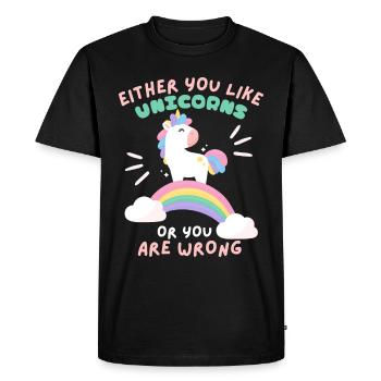 Licorne licorne avec un dicton arc-en-ciel drôle - T-shirt Premium bio Homme - noir - Devant - Nico (187cm)