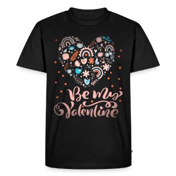 Be-My-Valentine Dicton Saint-Valentin avec arc-en-ciel - T-shirt Premium bio Homme - noir - Devant - Nico (187cm)