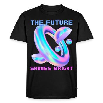 Future design with futuristic shape, slogan - Men's Premium Organic T-Shirt - black - Front - Nico (187cm)