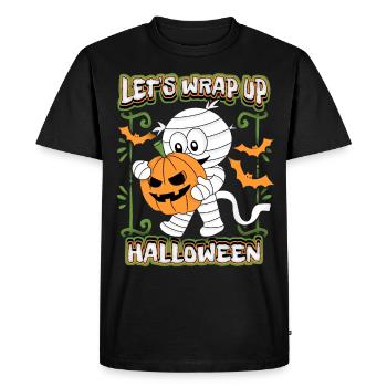 Funny mummy with pumpkin pumpkin, Halloween saying - Men's Premium Organic T-Shirt - black - Front - Nico (187cm)