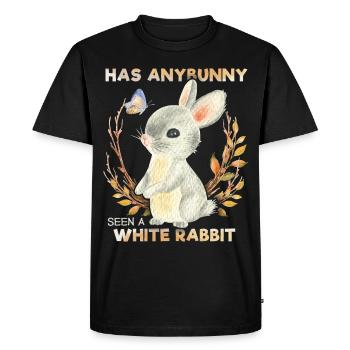 Drôle de lapin, dicton de lapin, jeu de mots, lapin blanc - T-shirt Premium bio Homme - noir - Devant - Nico (187cm)