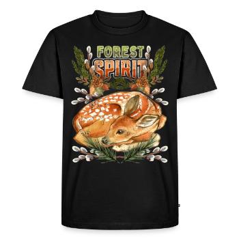 Petit cerf, faon dans la forêt, disant - T-shirt Premium bio Homme - noir - Devant - Nico (187cm)