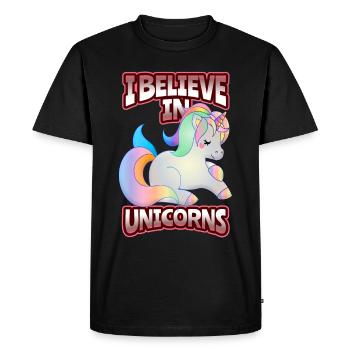 Licorne, Licornes Kawaii, drôle de dicton - T-shirt Premium bio Homme - noir - Devant - Nico (187cm)