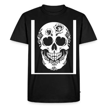 Horreur Crâne Crâne Art Crâne Gothique Heavy Metal - T-shirt Premium bio Homme - noir - Devant - Nico (187cm)